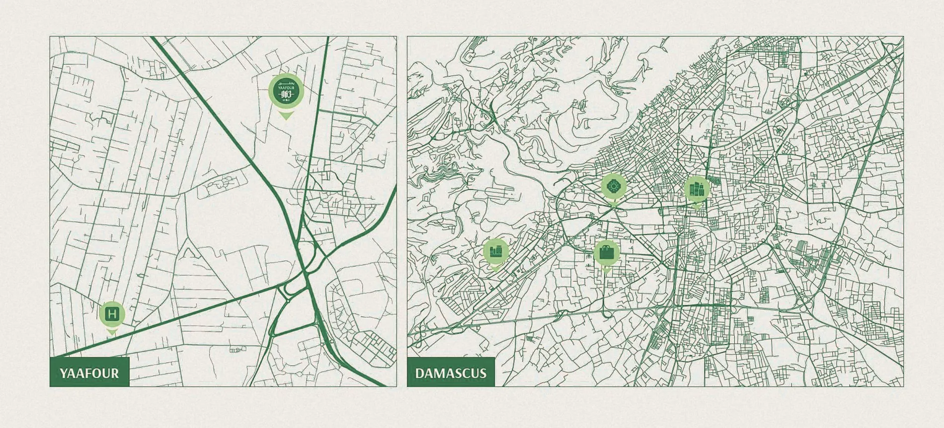 Yaafour 963 location map — Yaafour, Rif Dimashq, near central Damascus and Damascus International Airport
